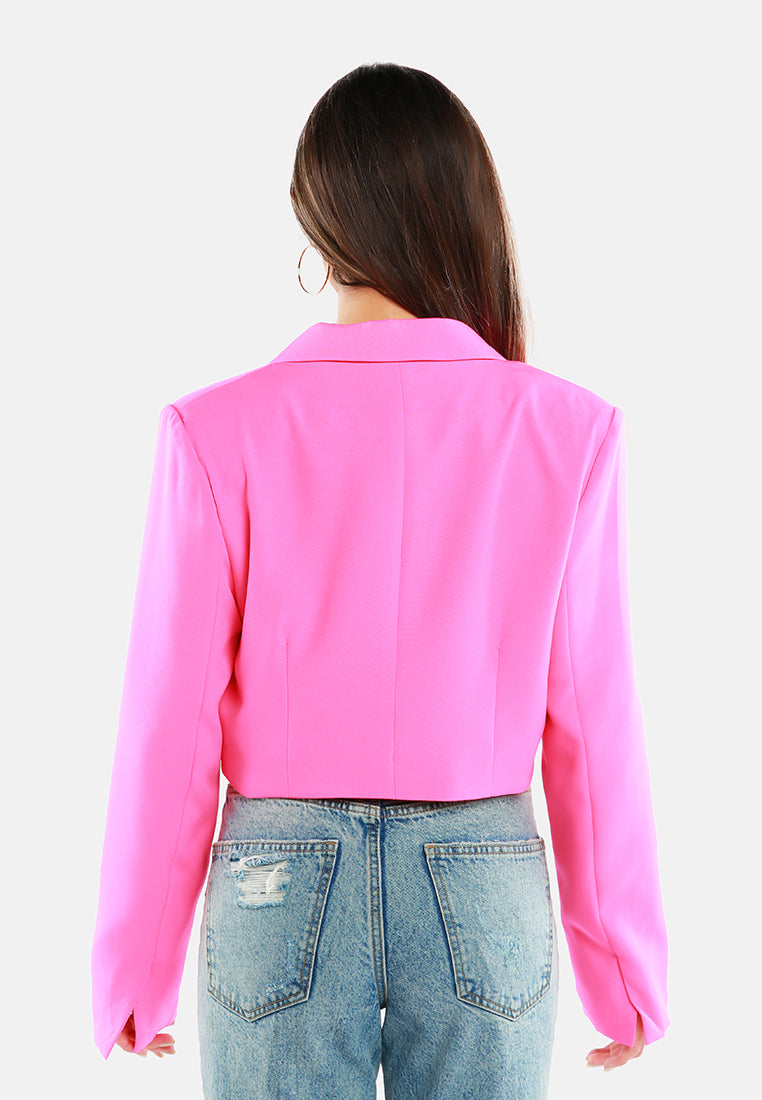 cropped tailored blazer#color_bright-pink
