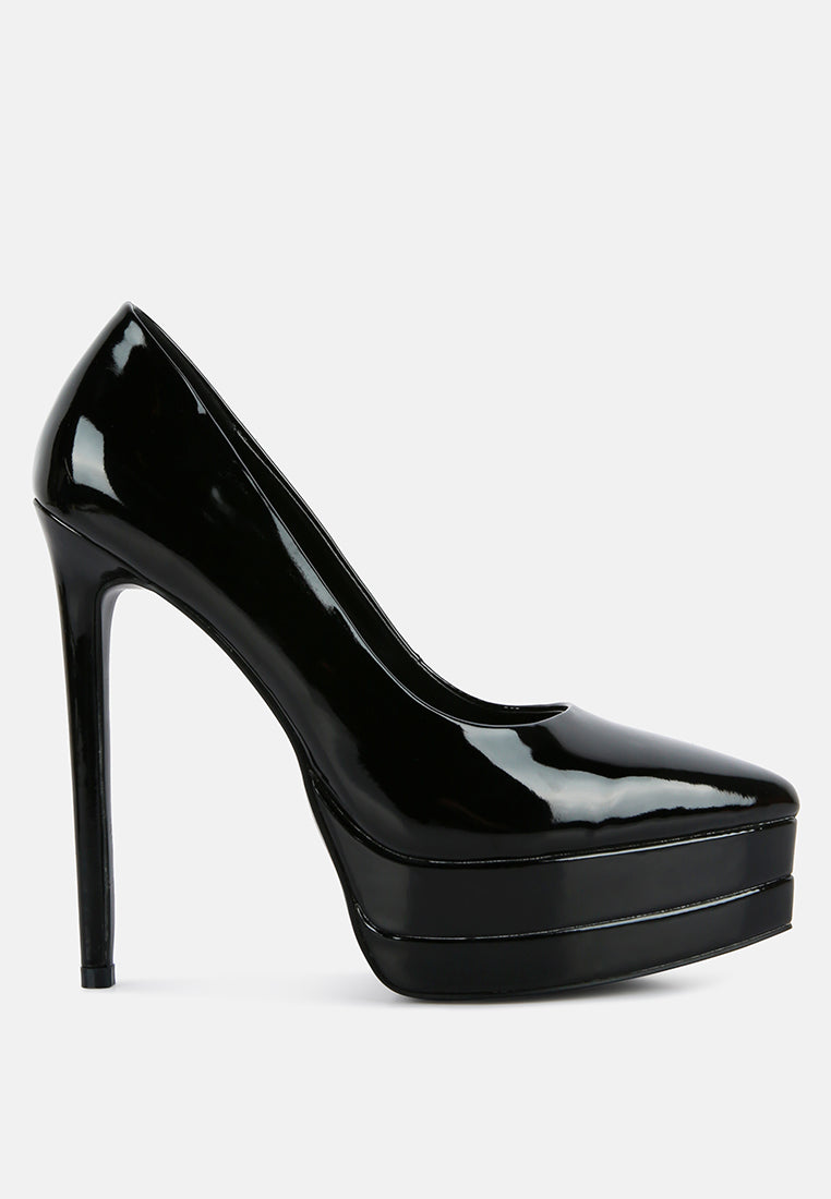 cuddles patent pu high heeled pumps#color_black