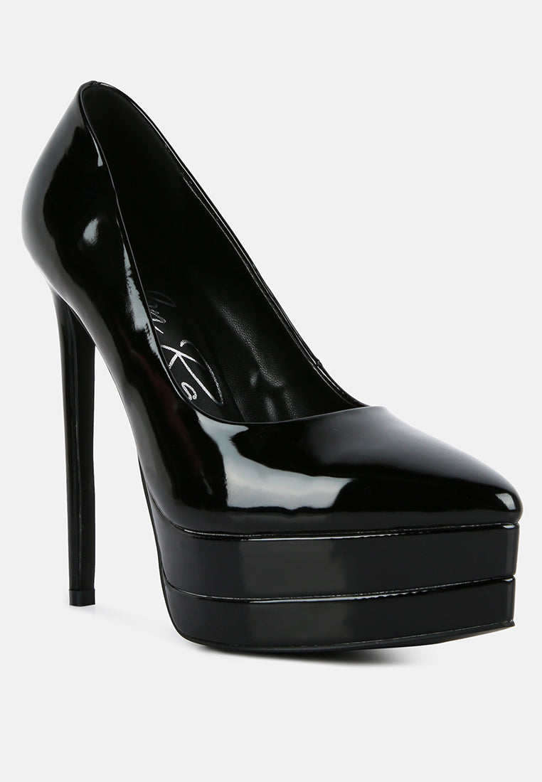 cuddles patent pu high heeled pumps#color_black