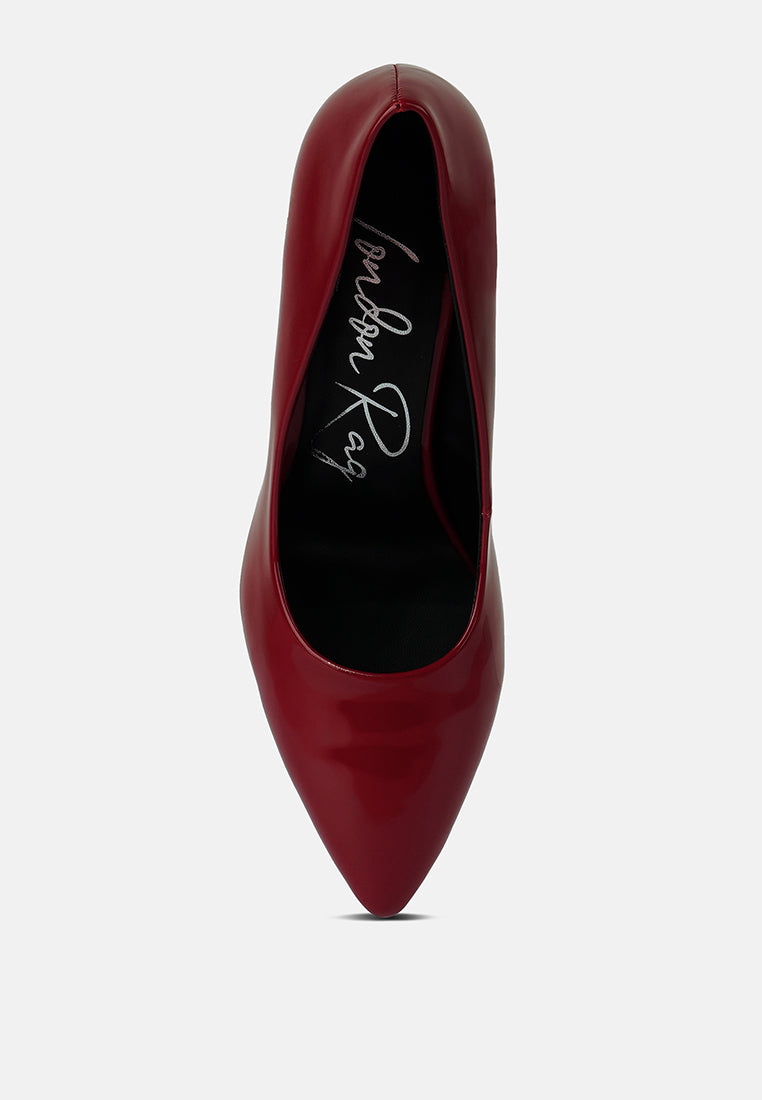 cuddles patent pu high heeled pumps#color_burgundy