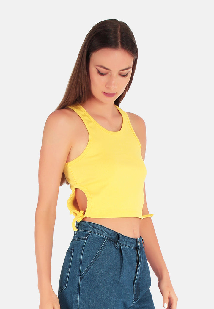 cut out tank crop top#color_yellow