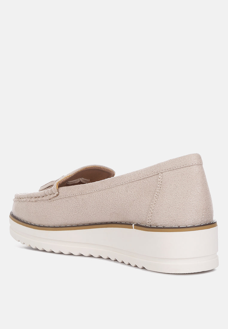 daiki platform lug sole tassel loafers#color_beige