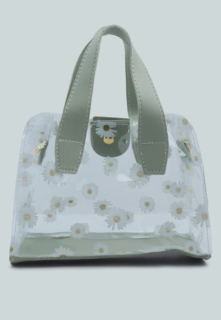 daisy floral print hand bag#color_mint