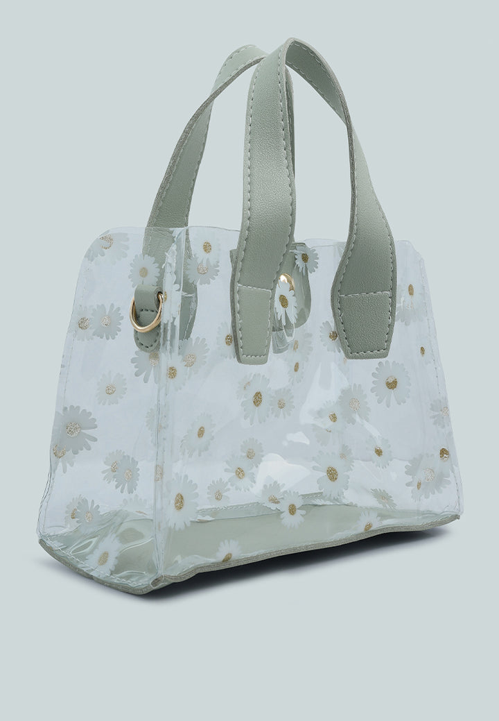 daisy floral print hand bag#color_mint