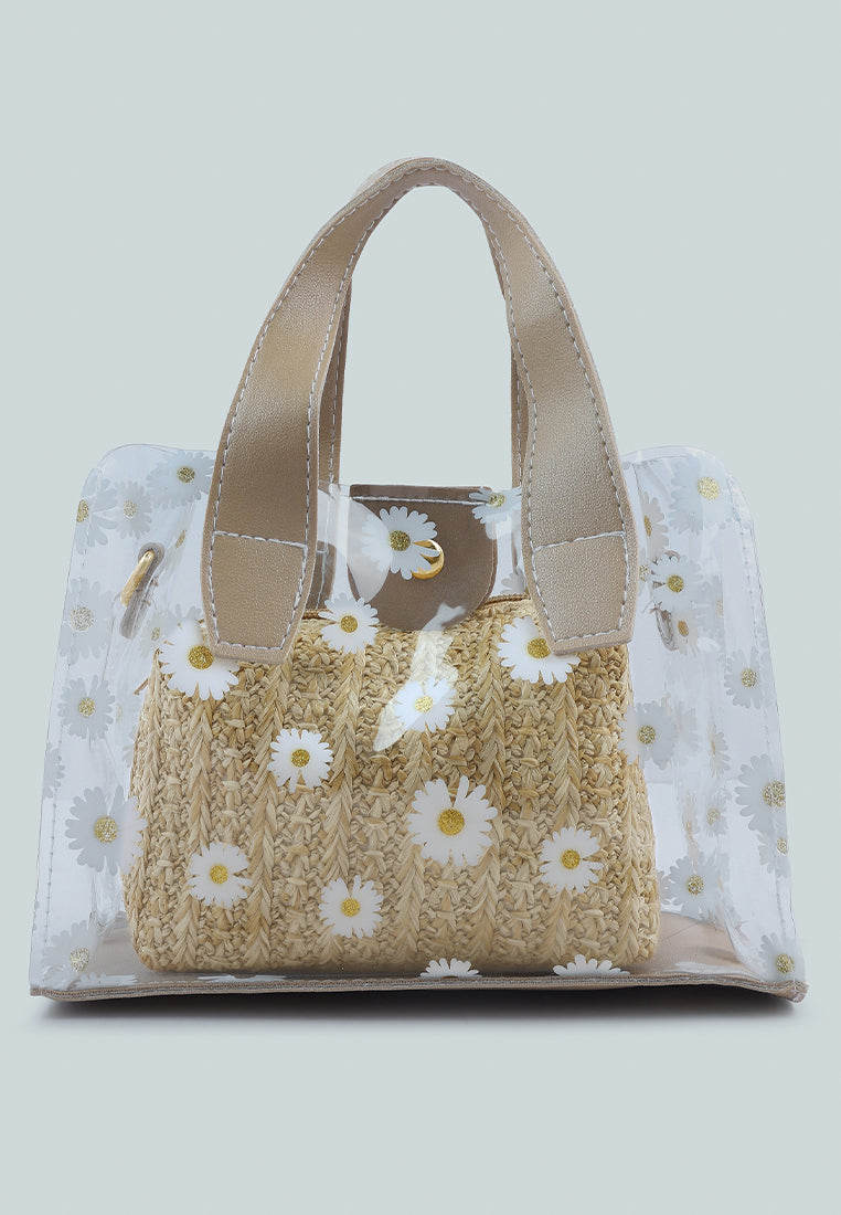 daisy floral print hand bag#color_mustard