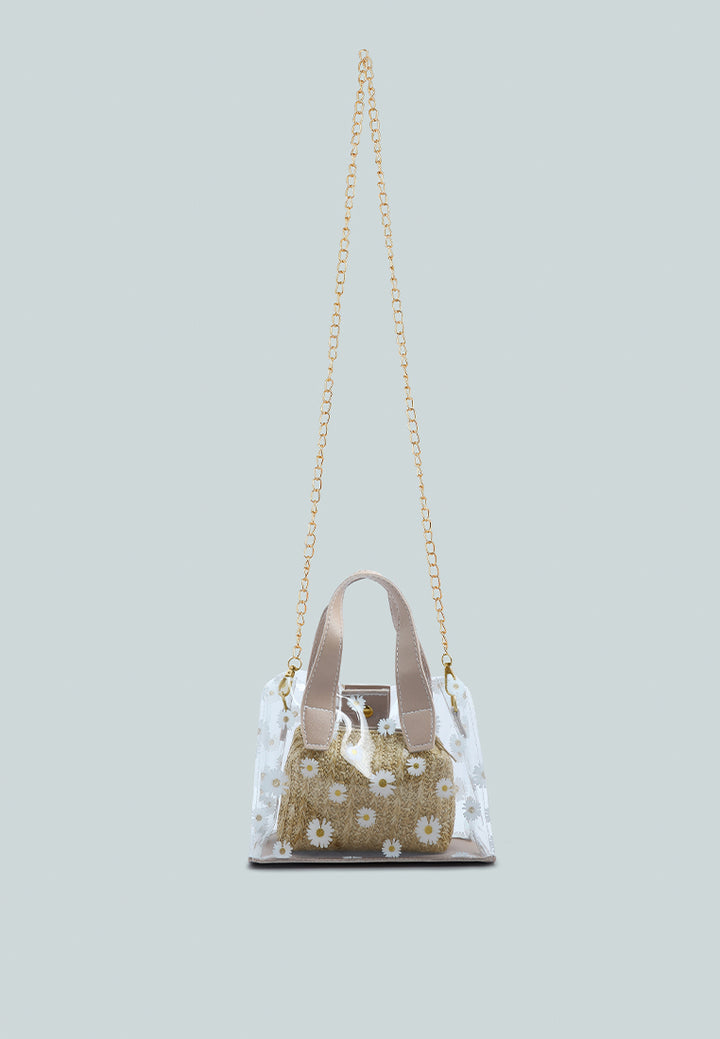 daisy floral print hand bag#color_mustard