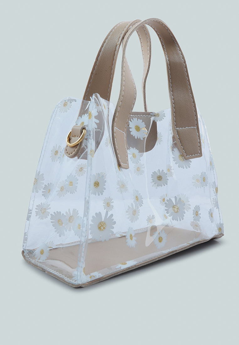 daisy floral print hand bag#color_mustard