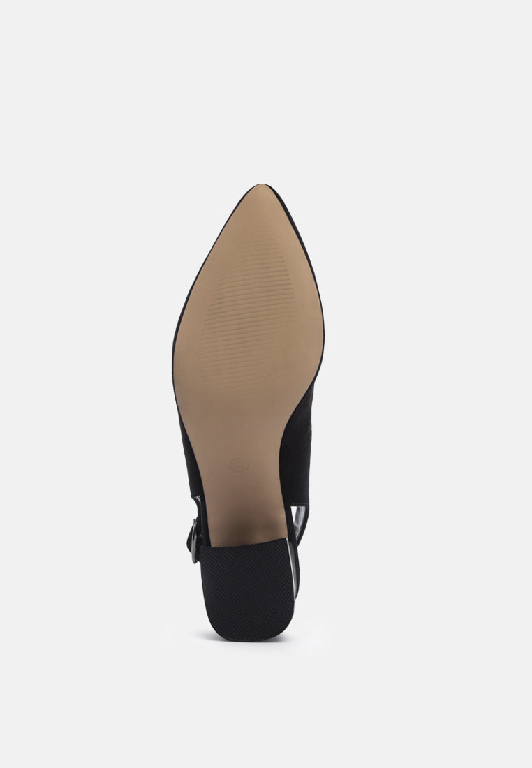 dalia solid pointed heeled slingback sandals#color_black 