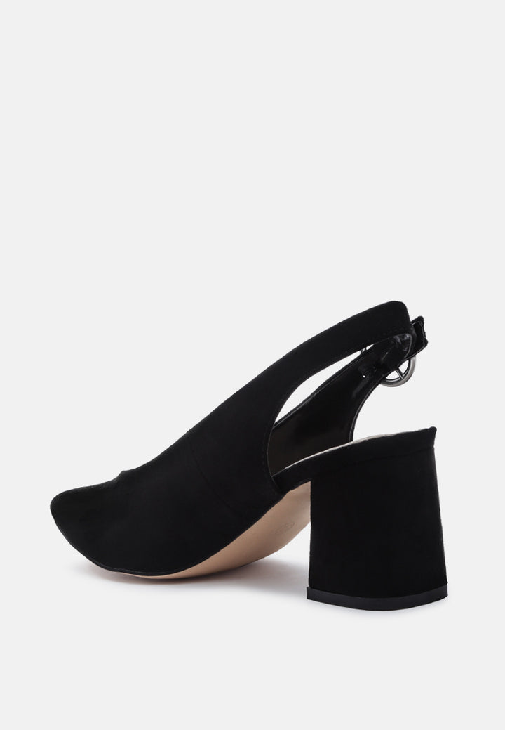 dalia solid pointed heeled slingback sandals#color_black 