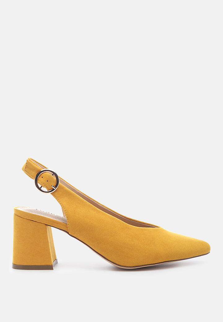 dalia solid pointed heeled slingback sandals#color_yellow
