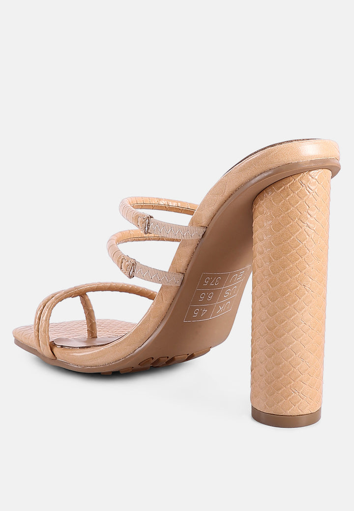 dandelion high block heeled croc sandals#color_latte
