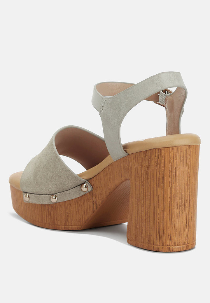 suede high block sandals by ruw color_beige