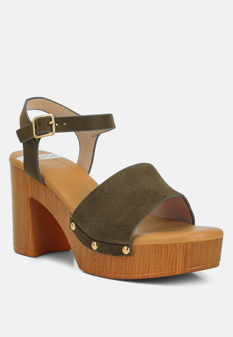 daniela suede high block sandals by ruw#color_olive-green