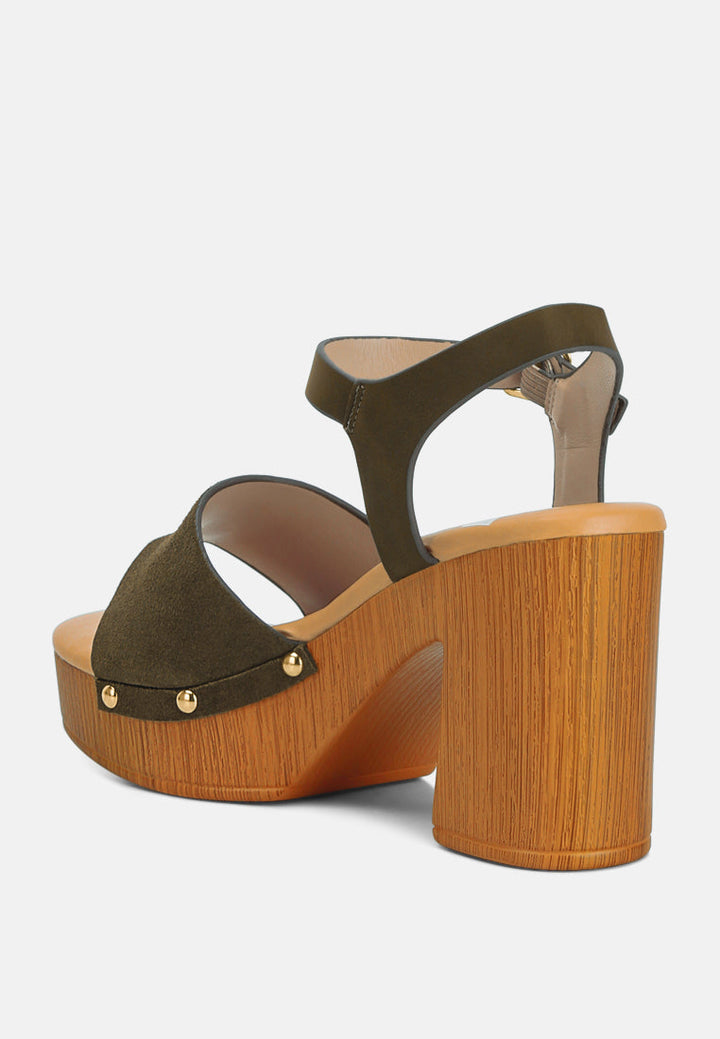 daniela suede high block sandals by ruw#color_olive-green