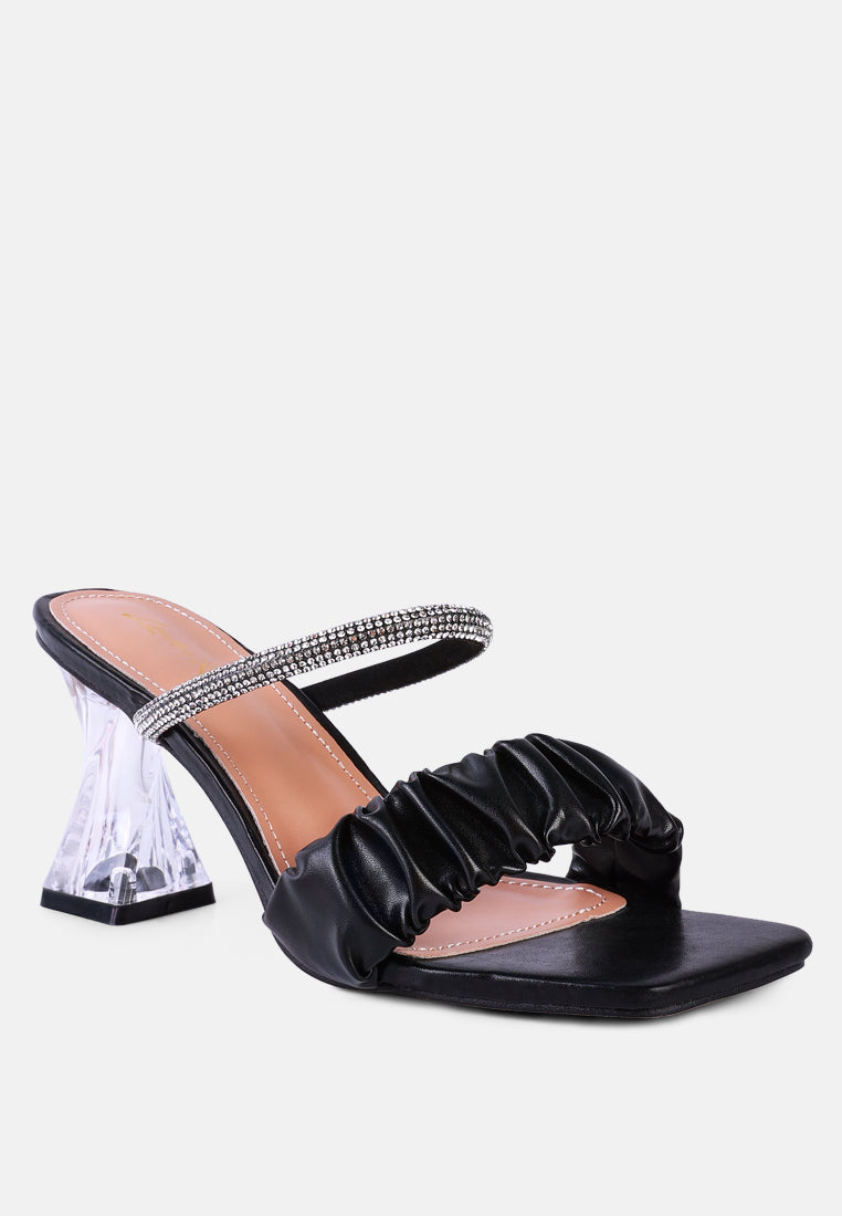 date look clear heel rhinestone sandals#color_black