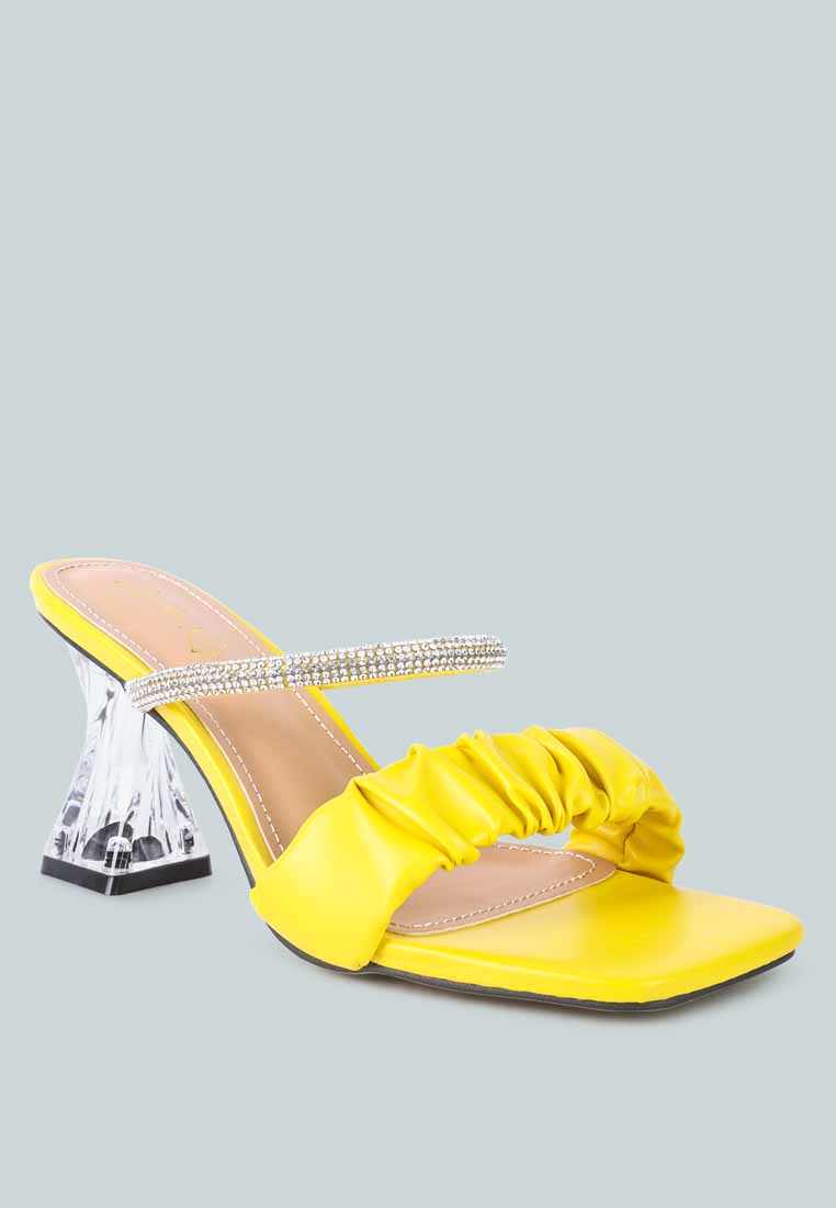 date look clear heel rhinestone sandals#color_yellow