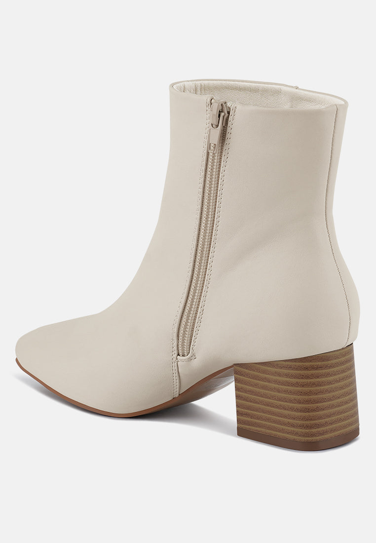 davia leather square toe ankle boots#color_white