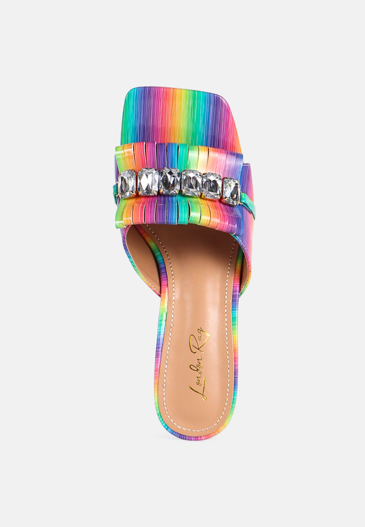 deeba clear heel jewel sandals#color_rainbow