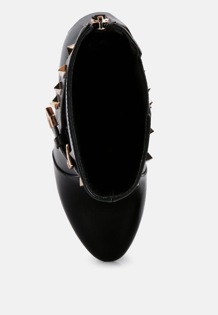 dejang metal stud faux leather ankle boot#color_black