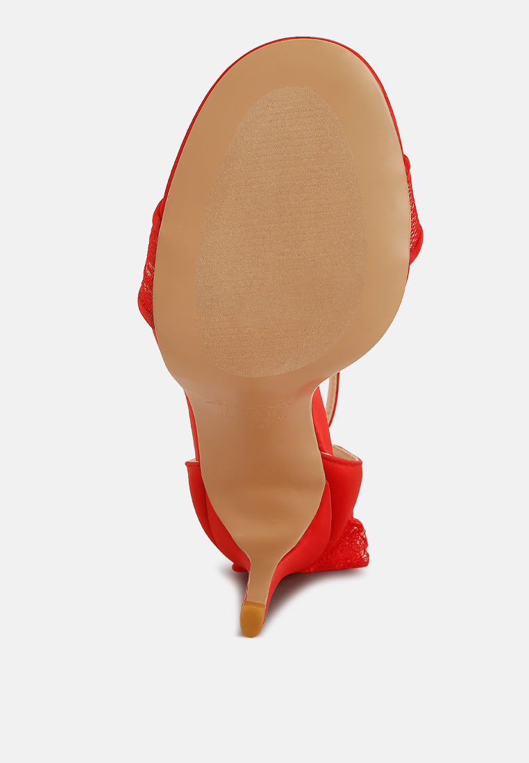 delancy bow detail lace stiletto sandals#color_red