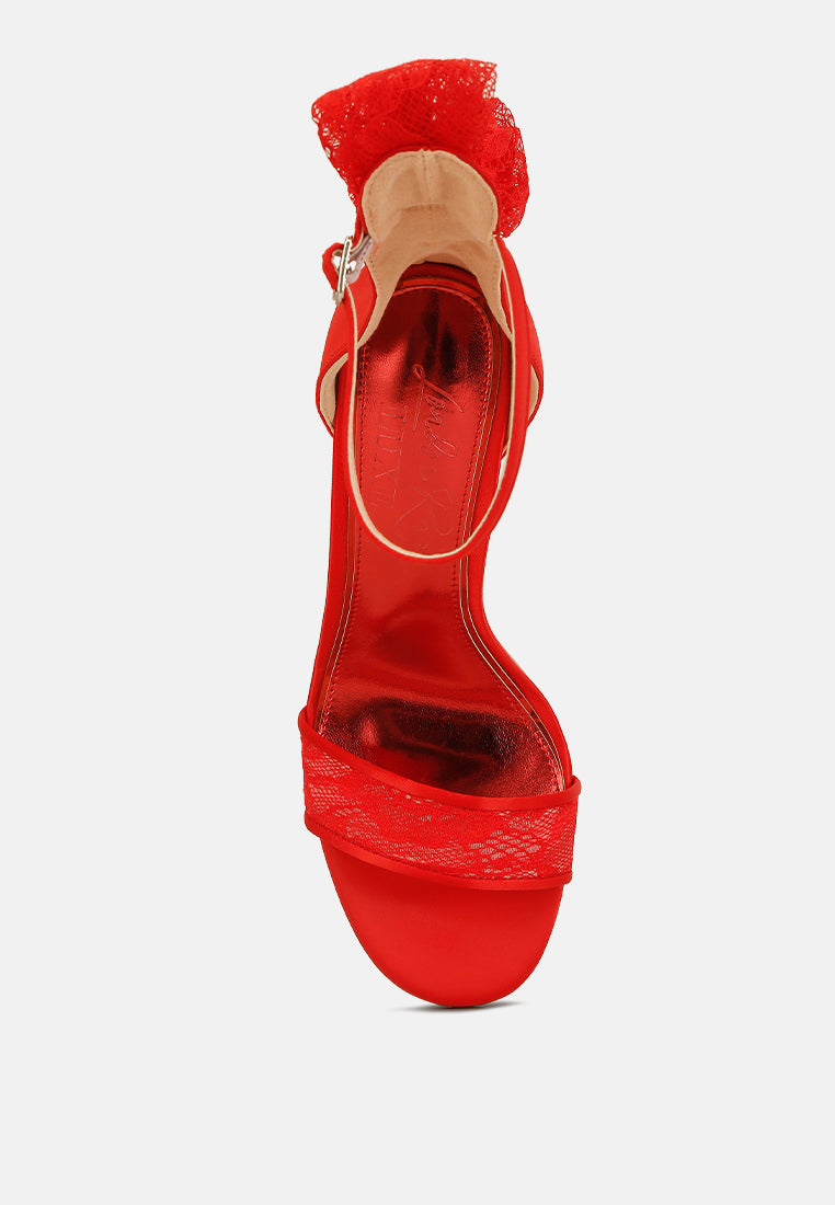 delancy bow detail lace stiletto sandals#color_red