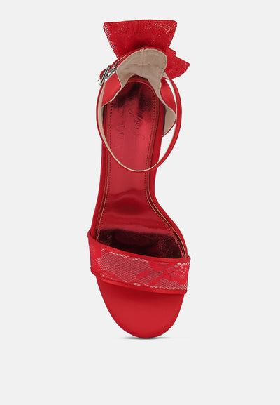 delancy bow detail lace stiletto sandals#color_red