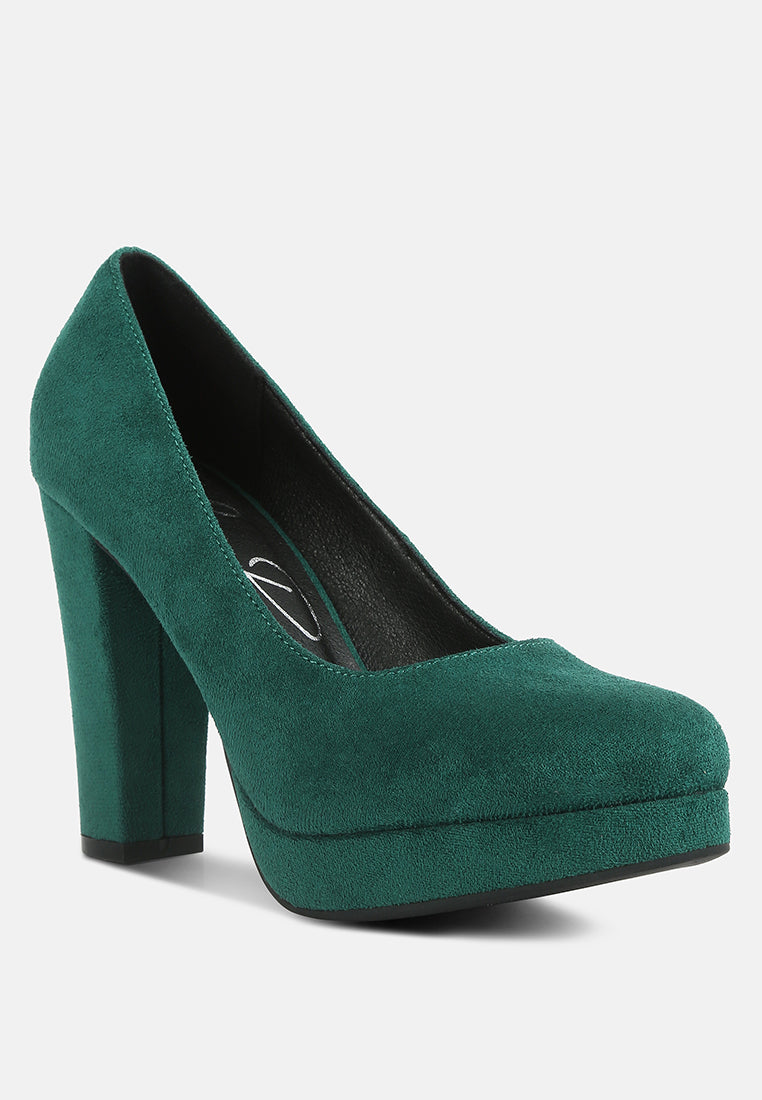 delia seude block heel pumps#color_green