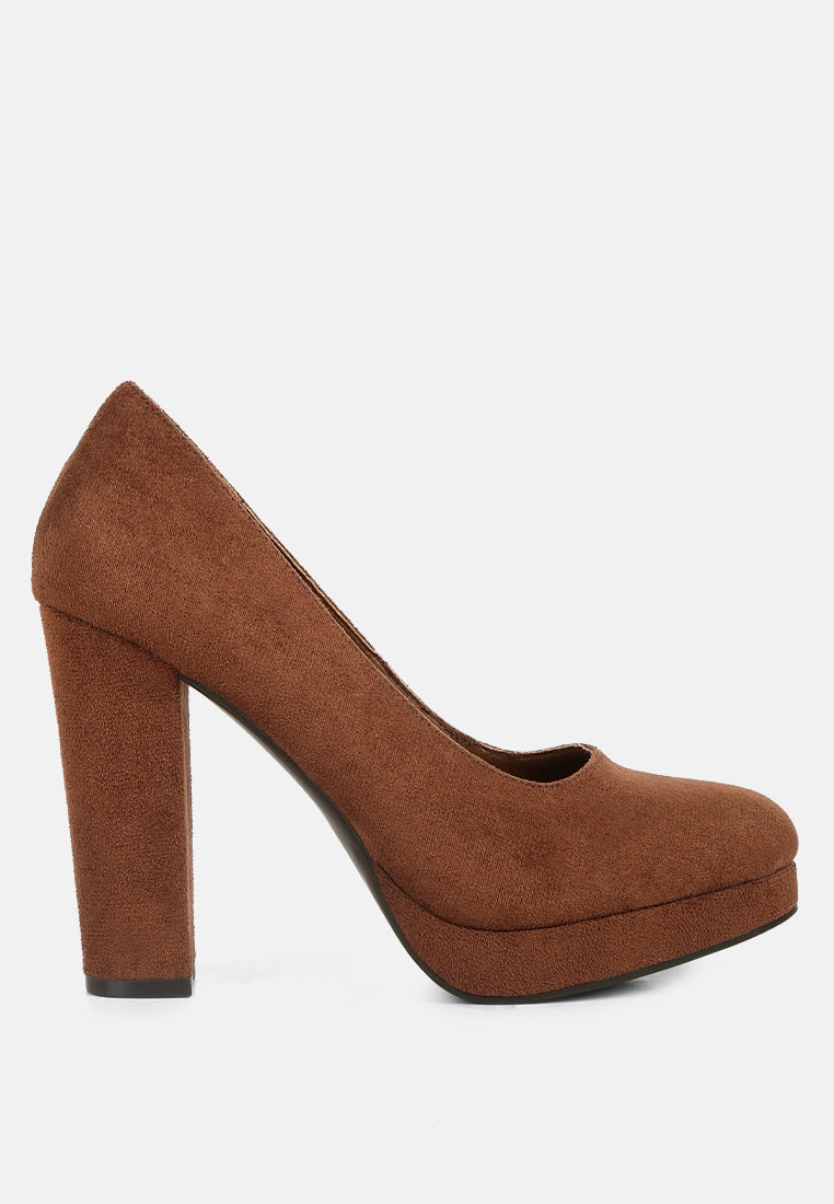 delia seude block heel pumps#color_tan
