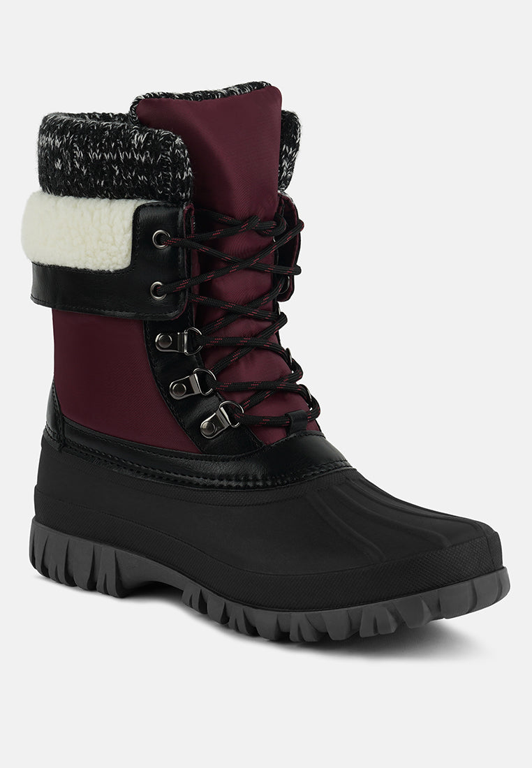 botas con cordones y cuello de punto delphine#color_red