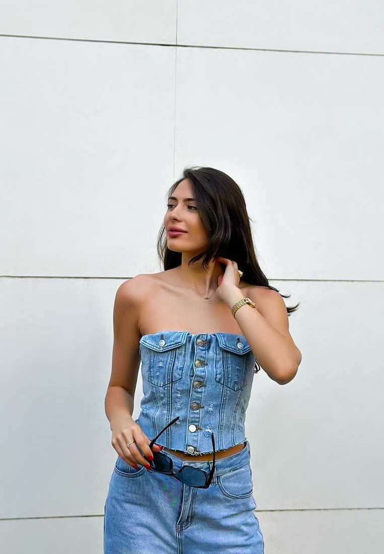 denim corset tube top by ruw#color_jeans-blue