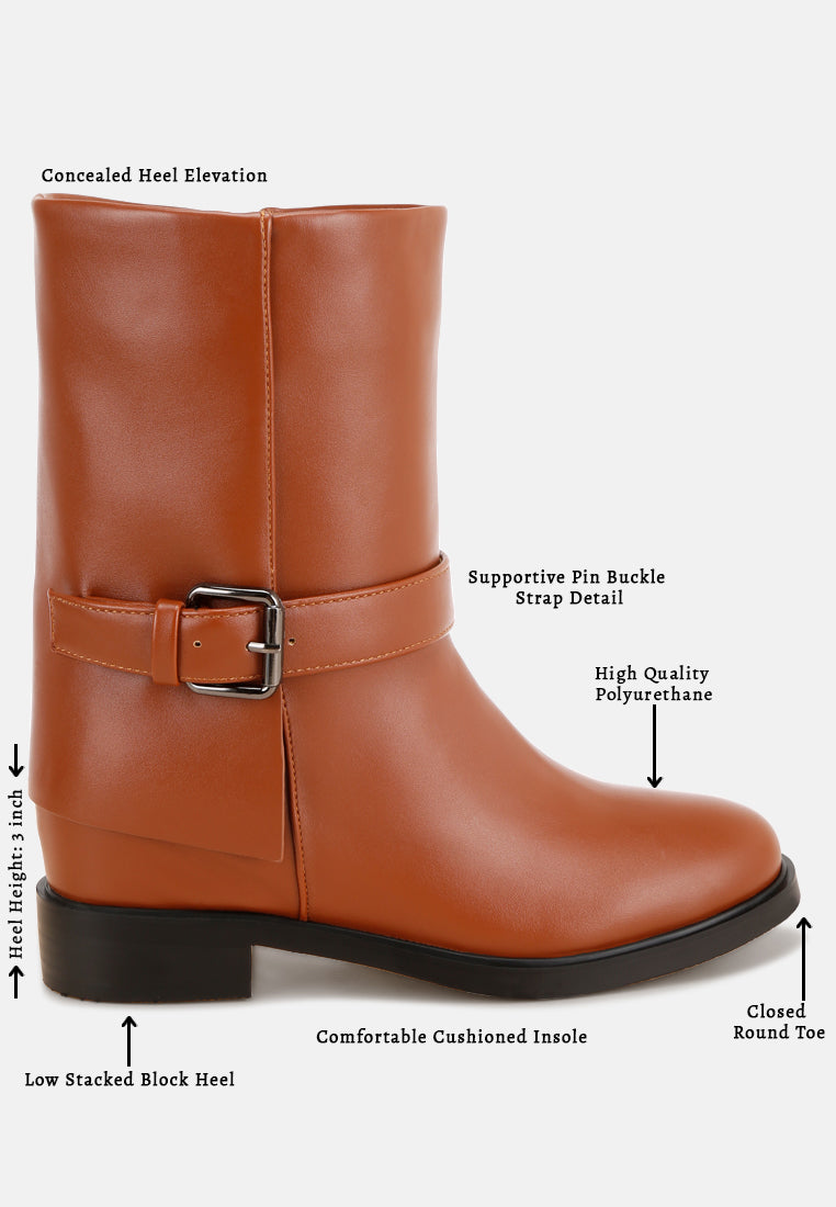 Tall & Taken Harness Detail Calf Boots#color_tan-smooth