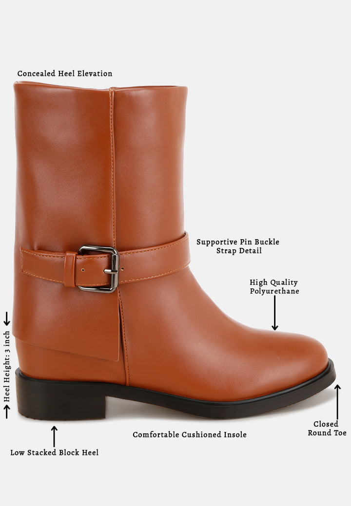 Tall & Taken Harness Detail Calf Boots#color_tan-smooth