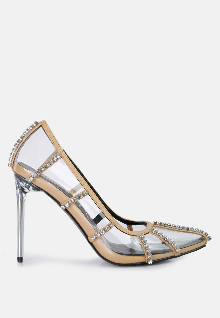 diamante clear stiletto heel pumps by ruw#color_beige