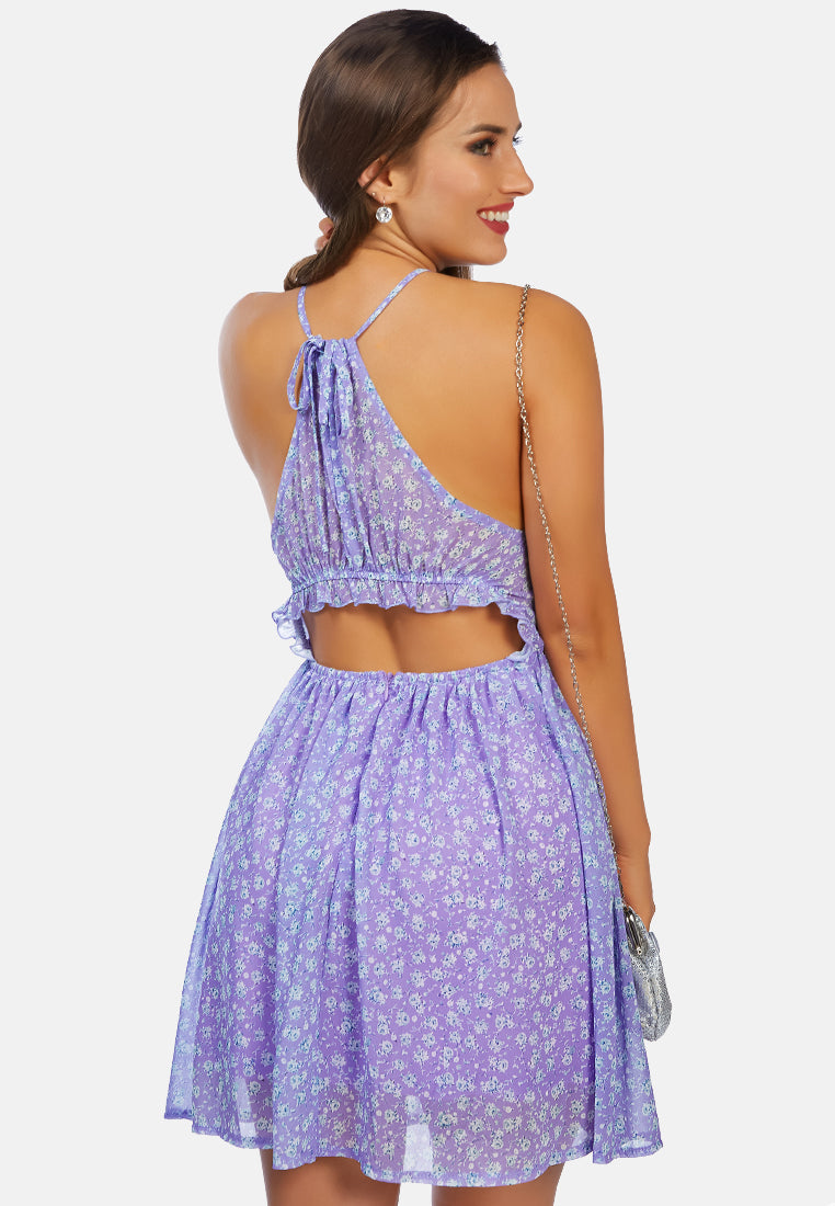 ditsy floral summer skater dress#color_purple
