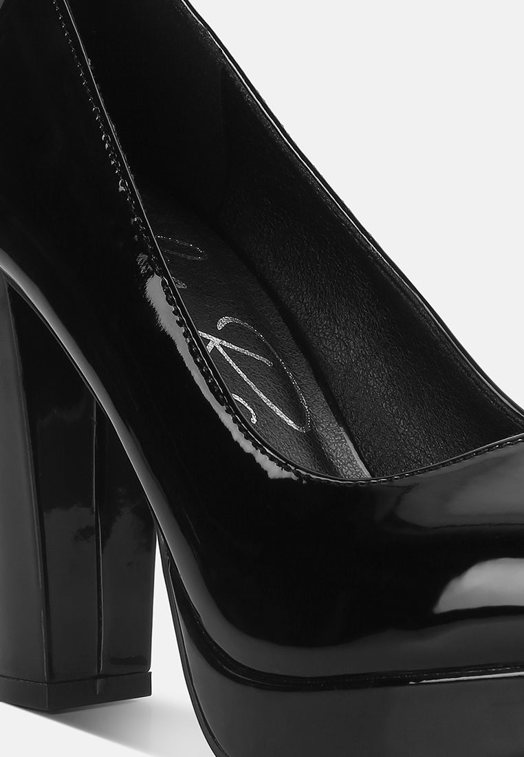 dixie patent faux leather pump sandals#color_black
