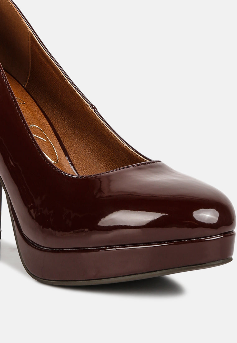 dixie patent faux leather pump sandals#color_brown