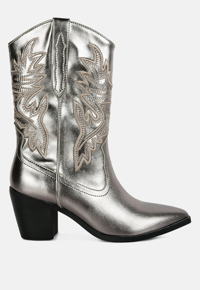 dixom western cowboy ankle boots#color_silver
