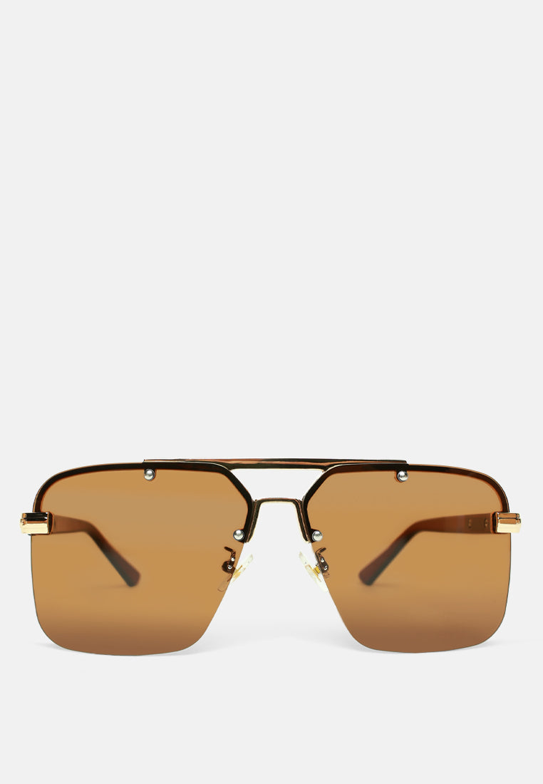 double bridge square sunglasses#color_brown