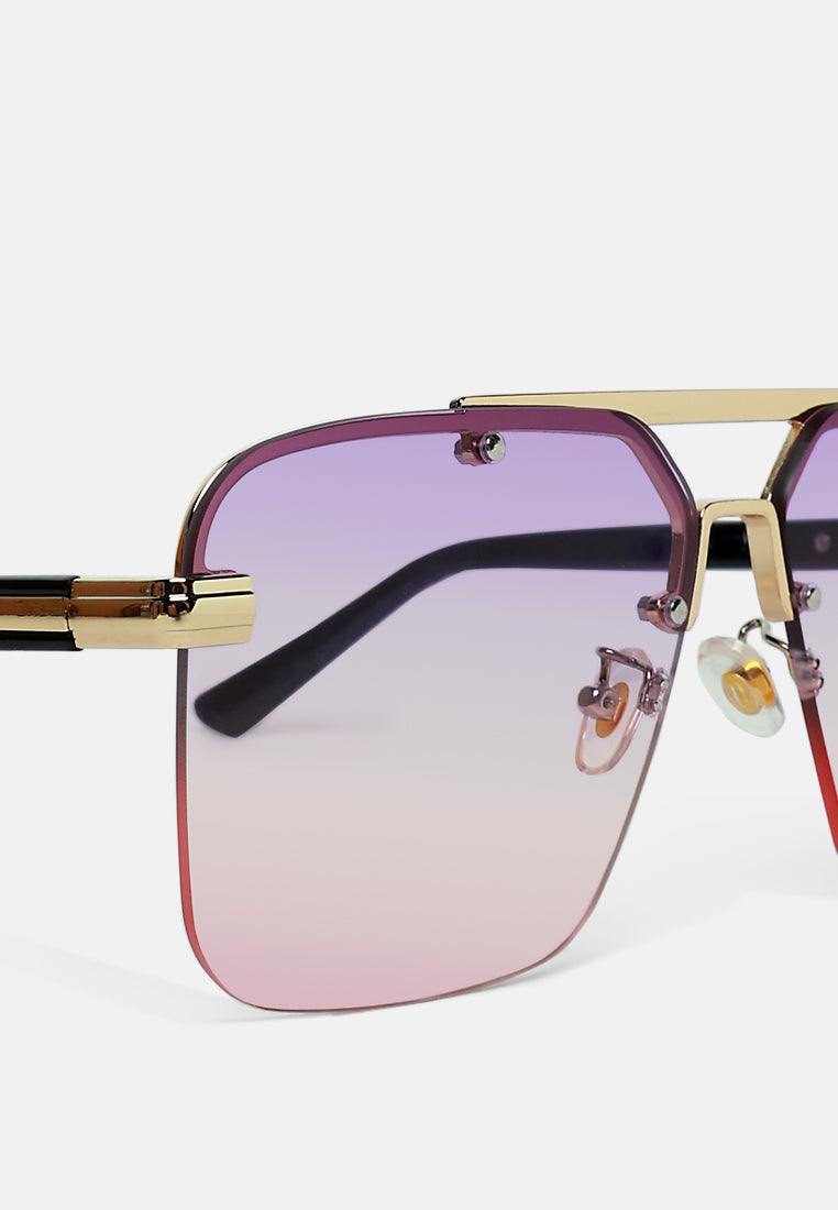 double bridge square sunglasses#color_pink-purple