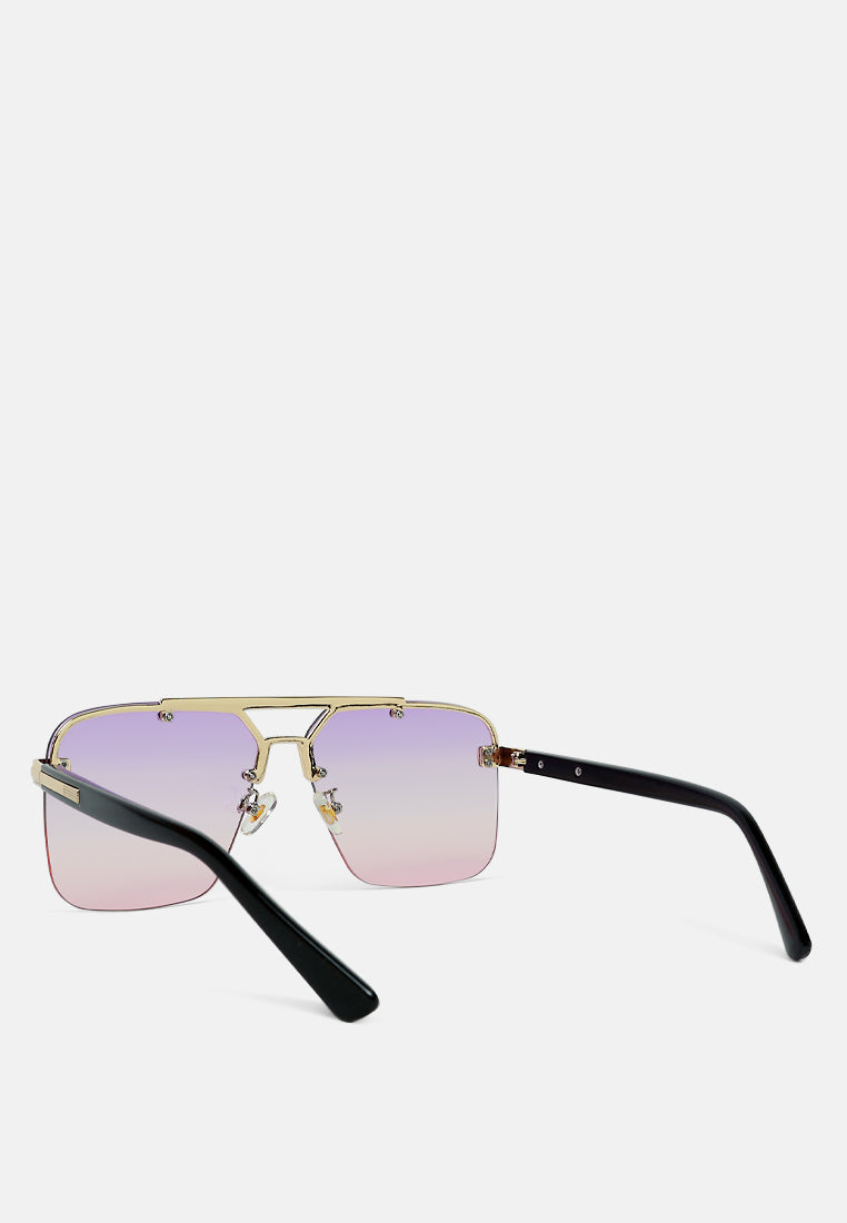 double bridge square sunglasses#color_pink-purple
