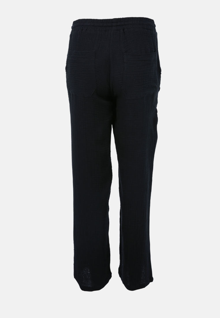 drawstring casual lounge wide pants by ruw#color_black