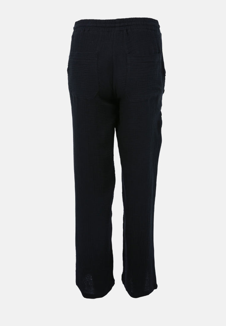 drawstring casual lounge wide pants by ruw#color_black