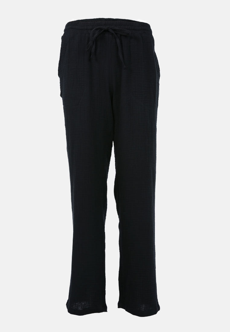 drawstring casual lounge wide pants by ruw#color_black