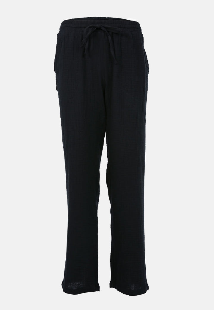drawstring casual lounge wide pants by ruw#color_black