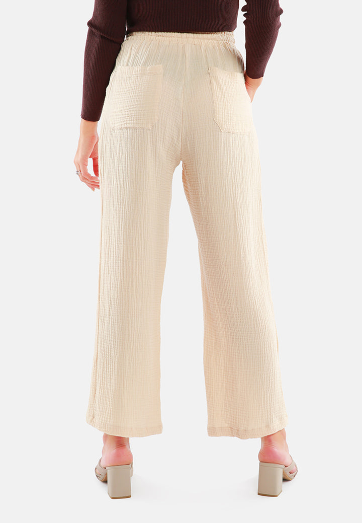 drawstring casual lounge wide pants by ruw#color_latte