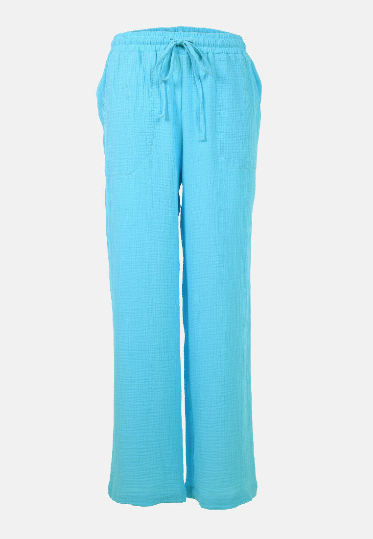 drawstring casual lounge wide pants by ruw#color_bright-blue