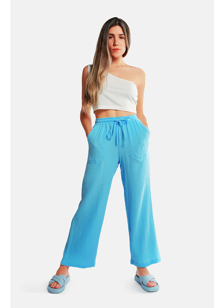 drawstring casual lounge wide pants by ruw#color_bright-blue