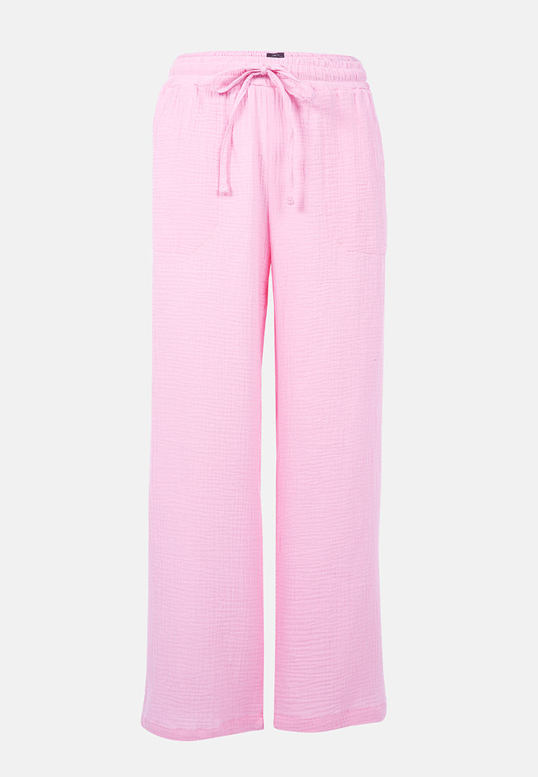 drawstring casual lounge wide pants by ruw#color_pink
