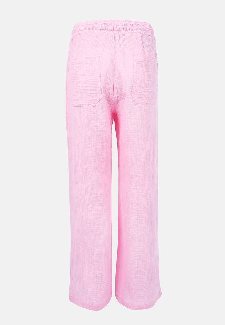 drawstring casual lounge wide pants by ruw#color_pink