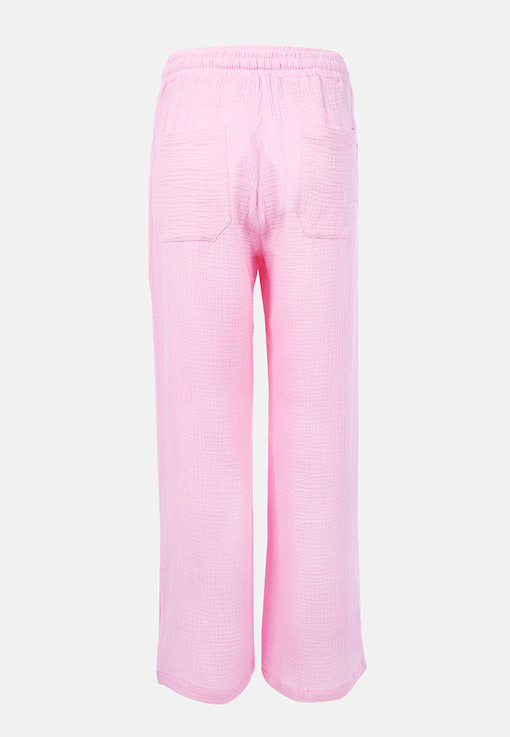 drawstring casual lounge wide pants by ruw#color_pink